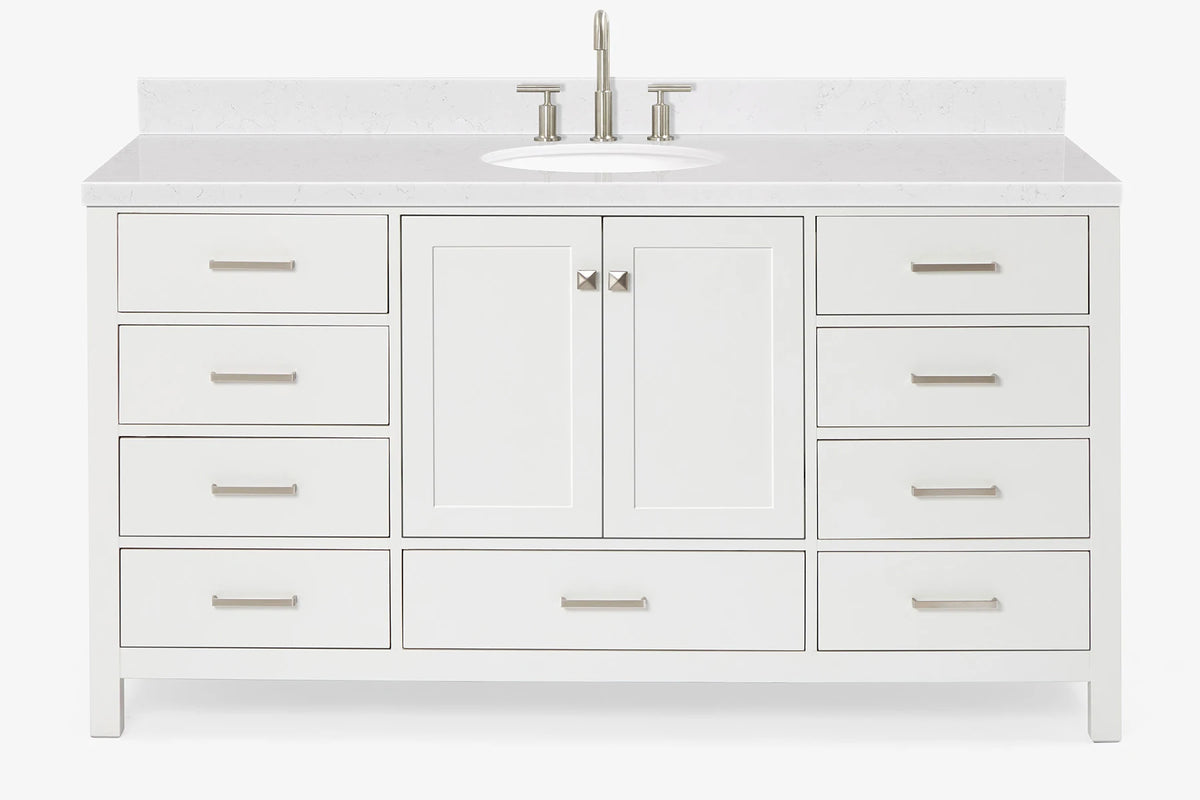 Ariel Cambridge (66" & 67") in single oval sink vanity with marble countertop (0.75" & 1.5").