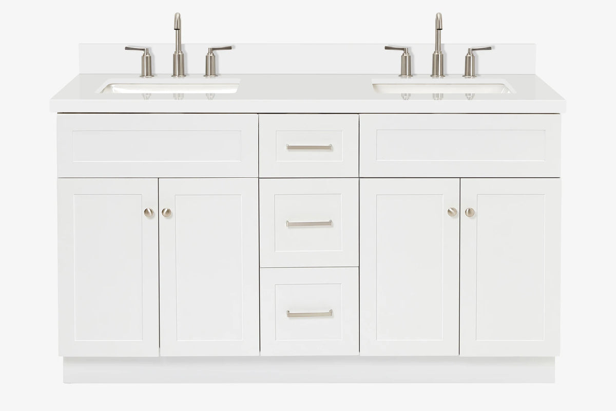Ariel hamlet (60"& 61") double rectangle sink vanity with (0.75"& 1.5") countertop.