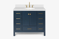 Ariel cambridge(42" & 43") single oval sink vanity with marble (0.75",1.5" & 2") in countertop