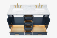 Ariel cambridge( 60 in , 61 in )  double rectangle sink vanity with Marble (0.75 in, 1.5 in, 2 in) countertop