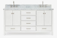 Ariel cambridge (66"&67") in double oval sink bathroom vanity with marble countertop (0.75" & 1.5").