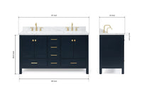 Ariel cambridge( 60 in , 61 in )  double rectangle sink vanity with Marble (0.75 in, 1.5 in, 2 in) countertop