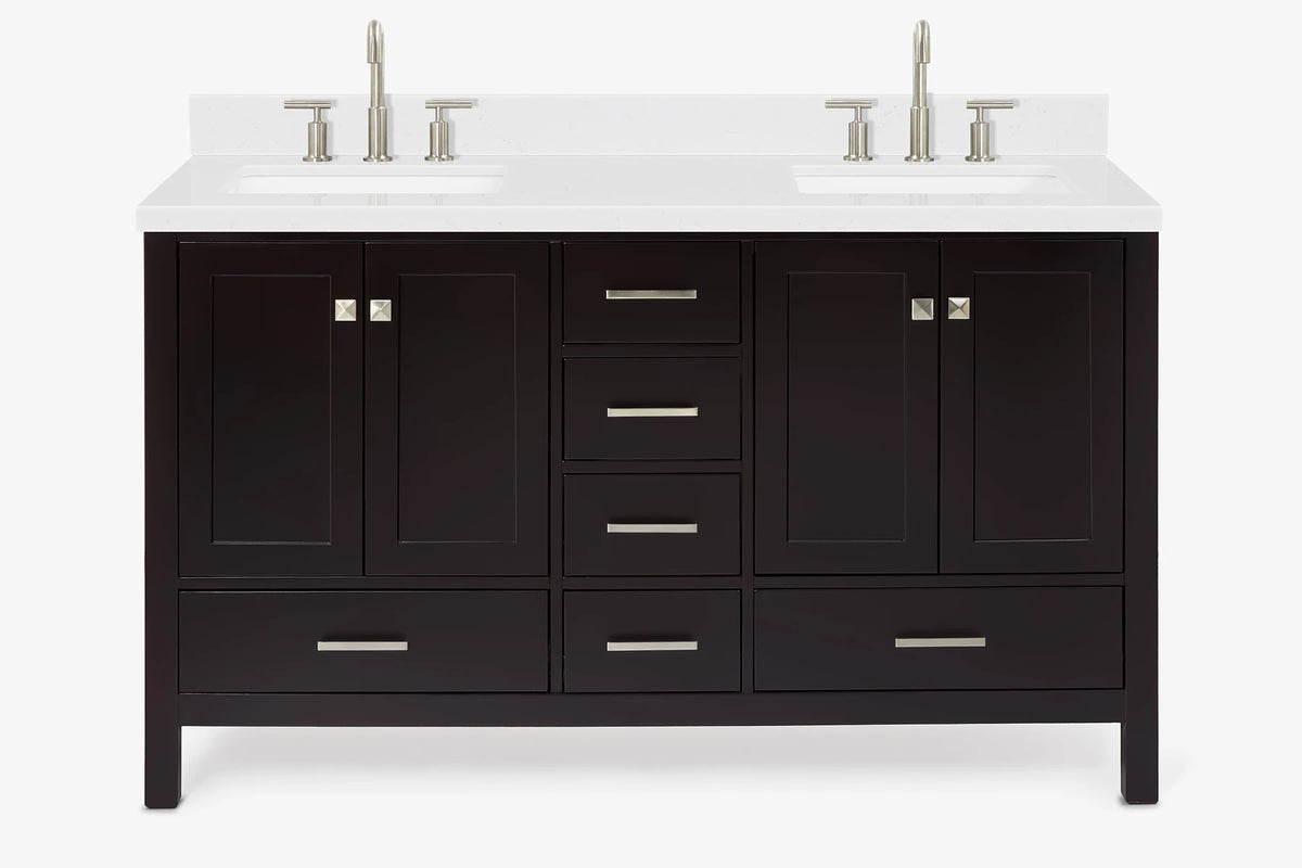 Ariel cambridge( 60 in , 61 in )  double rectangle sink vanity with Marble (0.75 in, 1.5 in, 2 in) countertop