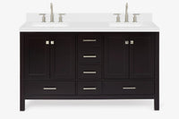 Ariel cambridge( 60 in , 61 in )  double rectangle sink vanity with Marble (0.75 in, 1.5 in, 2 in) countertop
