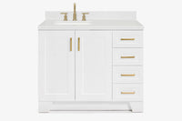 Ariel taylor (42" & 43") left offset single rectangle sink vanity with marble (0.75"& 1.5") countertop.