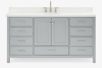 Ariel Cambridge (66" & 67") in single oval sink vanity with marble countertop (0.75" & 1.5").