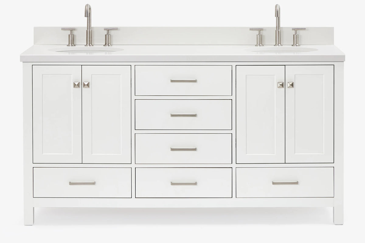 Ariel cambridge (66"&67") in double oval sink bathroom vanity with marble countertop (0.75" & 1.5").