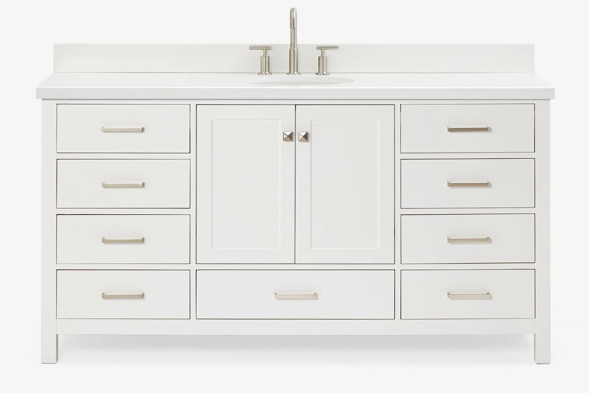 Ariel Cambridge (66" & 67") in single oval sink vanity with marble countertop (0.75" & 1.5").