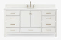 Ariel Cambridge (66" & 67") in single oval sink vanity with marble countertop (0.75" & 1.5").