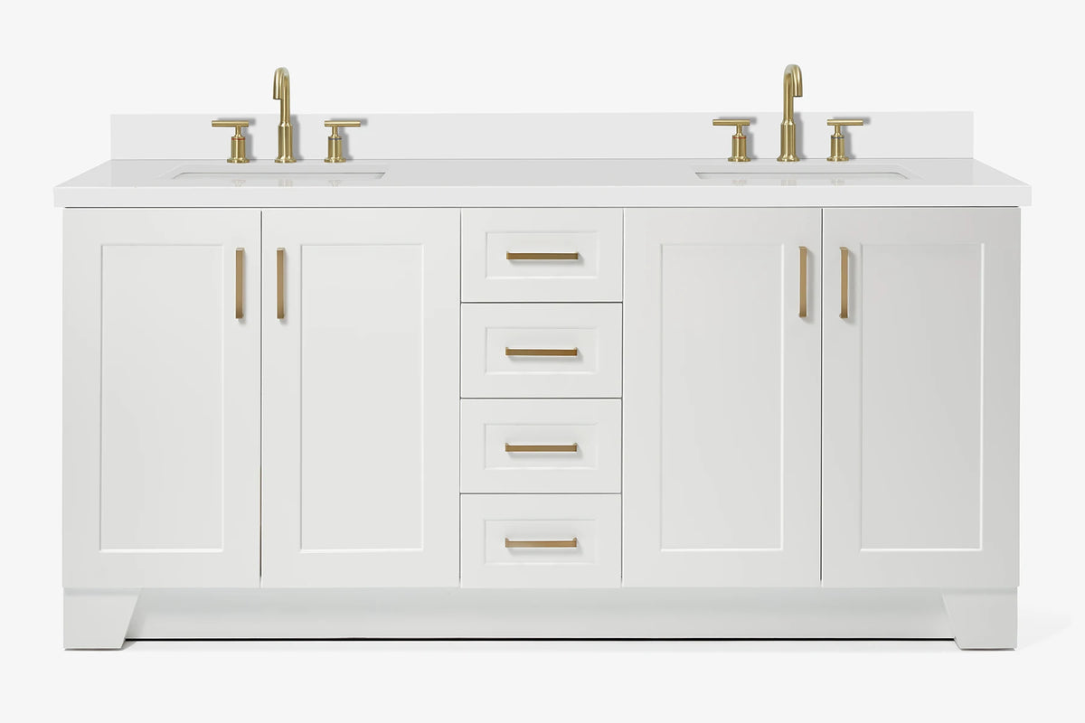 Ariel taylor (72"& 73") double rectangle sink vanity with marble (0.75" & 1.5") countertop.