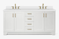 Ariel taylor (72"& 73") double rectangle sink vanity with marble (0.75" & 1.5") countertop.