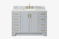 Ariel taylor (48"& 49") single rectangle sink vanity with marble (0.75" & 1.5") countertop.