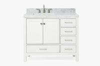 Ariel cambridge(42"& 43")left offset rectangle single sink vanity with marble (0.75",1.5"& 2") in countertop