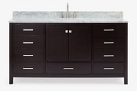 Ariel Cambridge (66" & 67") in single oval sink vanity with marble countertop (0.75" & 1.5").