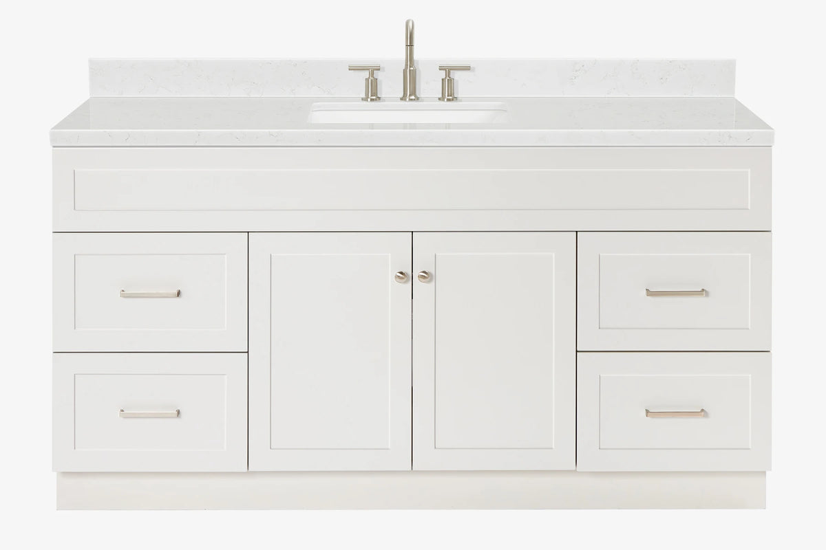 Ariel hamlet(66"&67") inch single rectangle sink vanity with marble countertop (0.75"&1.5") edge.