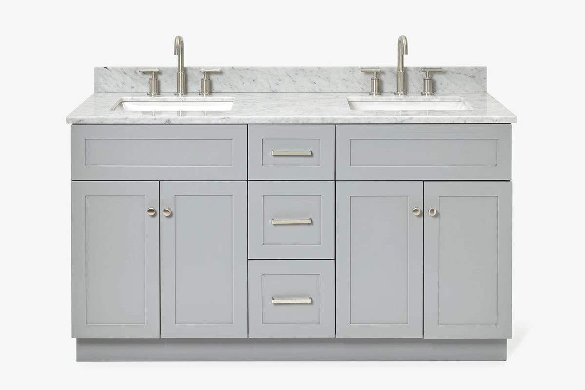 Ariel hamlet (60"& 61") double rectangle sink vanity with (0.75"& 1.5") countertop.