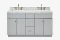 Ariel hamlet (60"& 61") double rectangle sink vanity with (0.75"& 1.5") countertop.