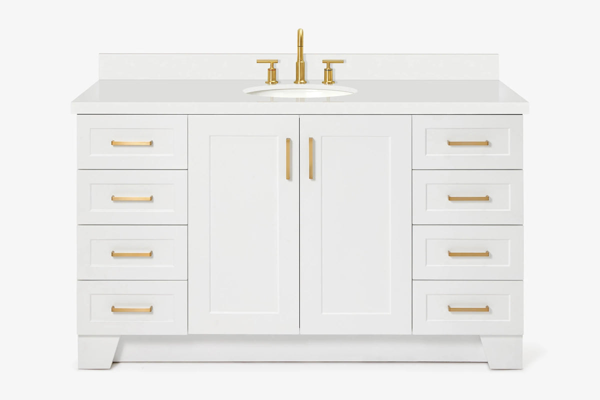 Ariel taylor (60"& 61")single oval sink vanity with marble (0.75"& 1.5") countertop.