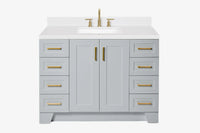 Ariel taylor (48"& 49") single rectangle sink vanity with marble (0.75" & 1.5") countertop.