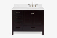 Ariel cambridge (43 inch, 42 inch) right offset single rectangular sink bathroom vanity with marble countertop (0.75 inch, 1.5 inch, 2 inch).