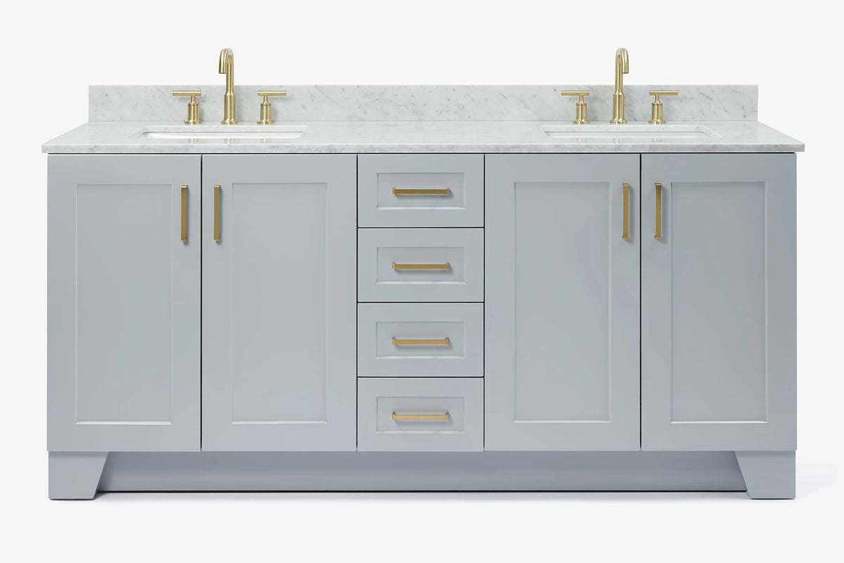 Ariel taylor (72"& 73") double rectangle sink vanity with marble (0.75" & 1.5") countertop.