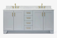 Ariel taylor (72"& 73") double rectangle sink vanity with marble (0.75" & 1.5") countertop.