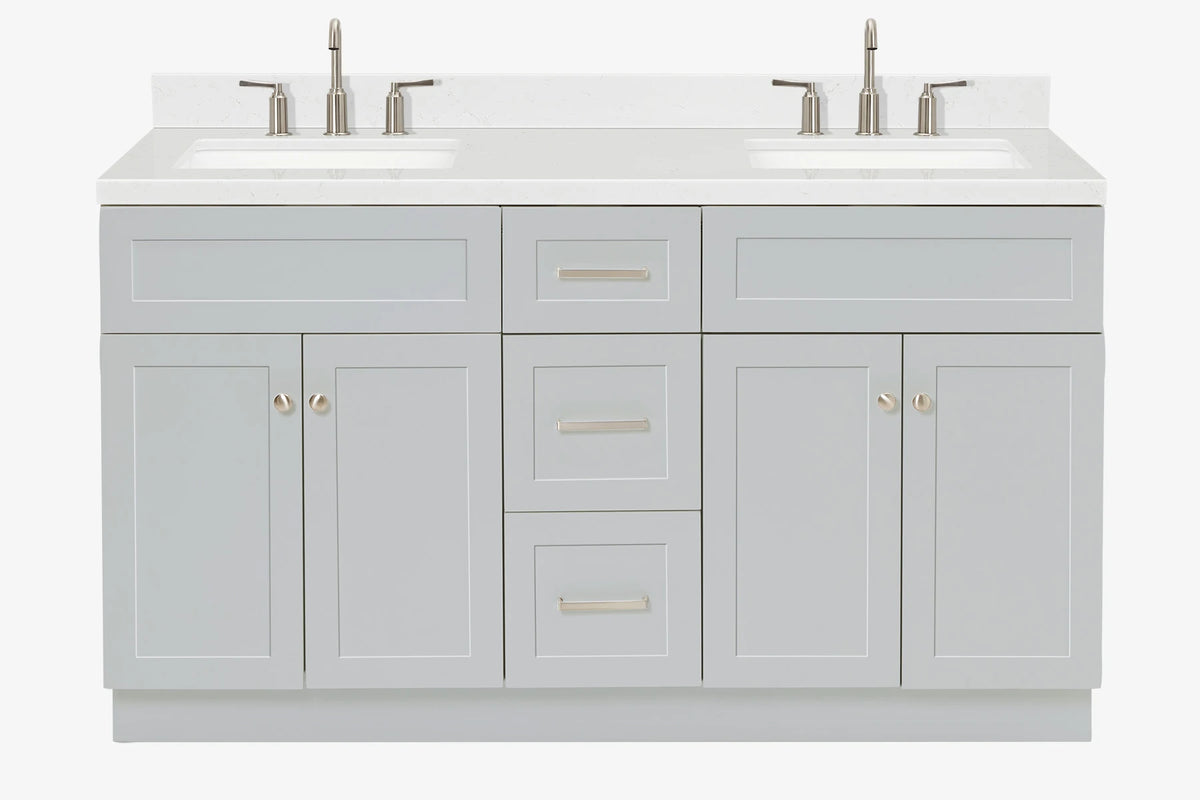 Ariel hamlet (60"& 61") double rectangle sink vanity with (0.75"& 1.5") countertop.