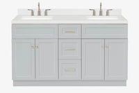 Ariel hamlet (60"& 61") double rectangle sink vanity with (0.75"& 1.5") countertop.