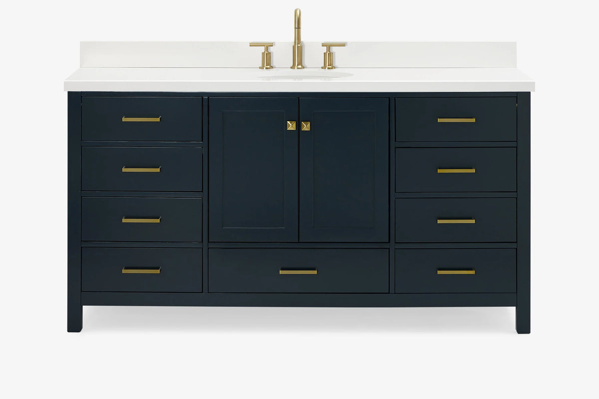 Ariel Cambridge (66" & 67") in single oval sink vanity with marble countertop (0.75" & 1.5").