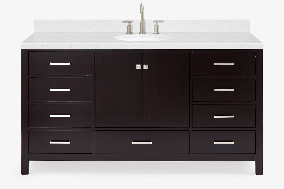 Ariel Cambridge (66" & 67") in single oval sink vanity with marble countertop (0.75" & 1.5").