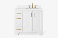 Ariel taylor (36"& 37") right offset single rectangle sink vanity with marble (0.75" & 1.5")countertop.