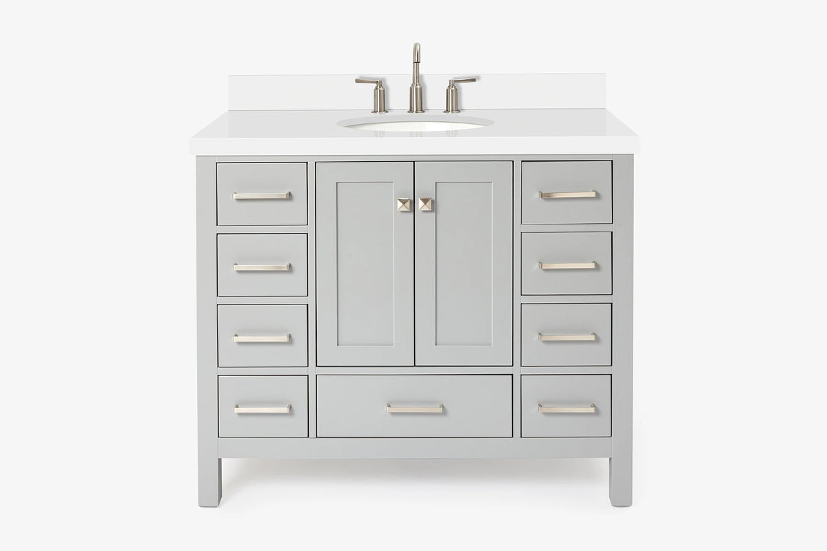 Ariel cambridge(42" & 43") single oval sink vanity with marble (0.75",1.5" & 2") in countertop