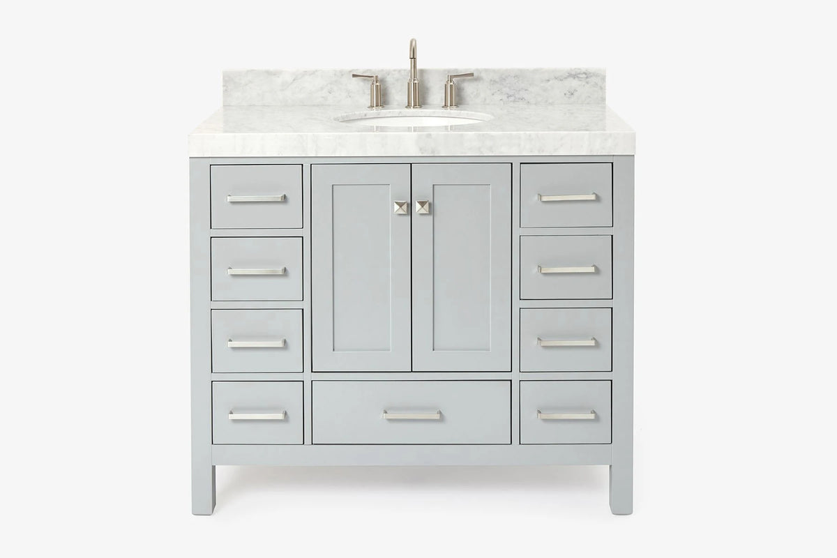 Ariel cambridge(42" & 43") single oval sink vanity with marble (0.75",1.5" & 2") in countertop