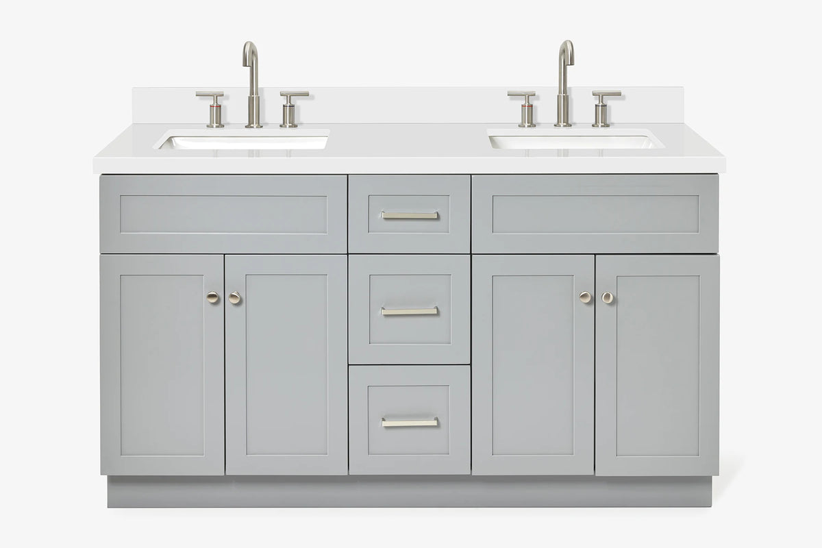 Ariel hamlet (60"& 61") double rectangle sink vanity with (0.75"& 1.5") countertop.