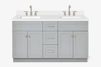 Ariel hamlet (60"& 61") double rectangle sink vanity with (0.75"& 1.5") countertop.