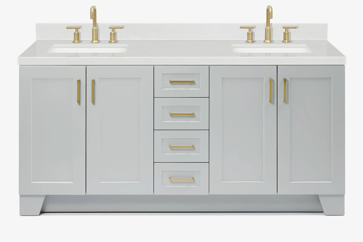 Ariel taylor (72"& 73") double rectangle sink vanity with marble (0.75" & 1.5") countertop.