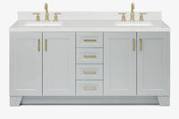 Ariel taylor (72"& 73") double rectangle sink vanity with marble (0.75" & 1.5") countertop.