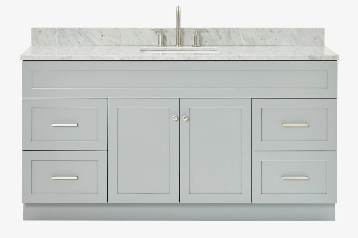 Ariel hamlet(66"&67") inch single rectangle sink vanity with marble countertop (0.75"&1.5") edge.