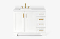 Ariel taylor (42" & 43") left offset single rectangle sink vanity with marble (0.75"& 1.5") countertop.