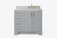 Ariel taylor (36"& 37") right offset single rectangle sink vanity with marble (0.75" & 1.5")countertop.