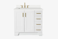 Ariel taylor (36"& 37") left offset single rectangle sink vanity with marble (0.75"& 1.5") countertop.