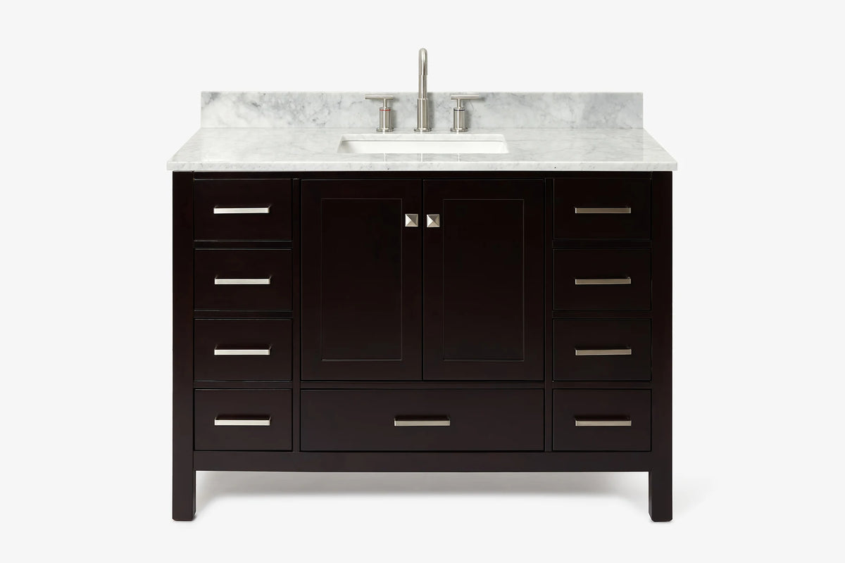 Ariel cambridge( 48"& 49") single rectangle sink  Bathroom vanity with carrara  marble (0.75 in, 1.5 in, 2 in) countertop