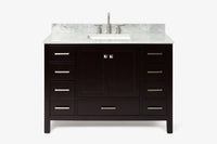Ariel cambridge( 48"& 49") single rectangle sink  Bathroom vanity with carrara  marble (0.75 in, 1.5 in, 2 in) countertop