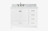Ariel cambridge(42"& 43")left offset rectangle single sink vanity with marble (0.75",1.5"& 2") in countertop