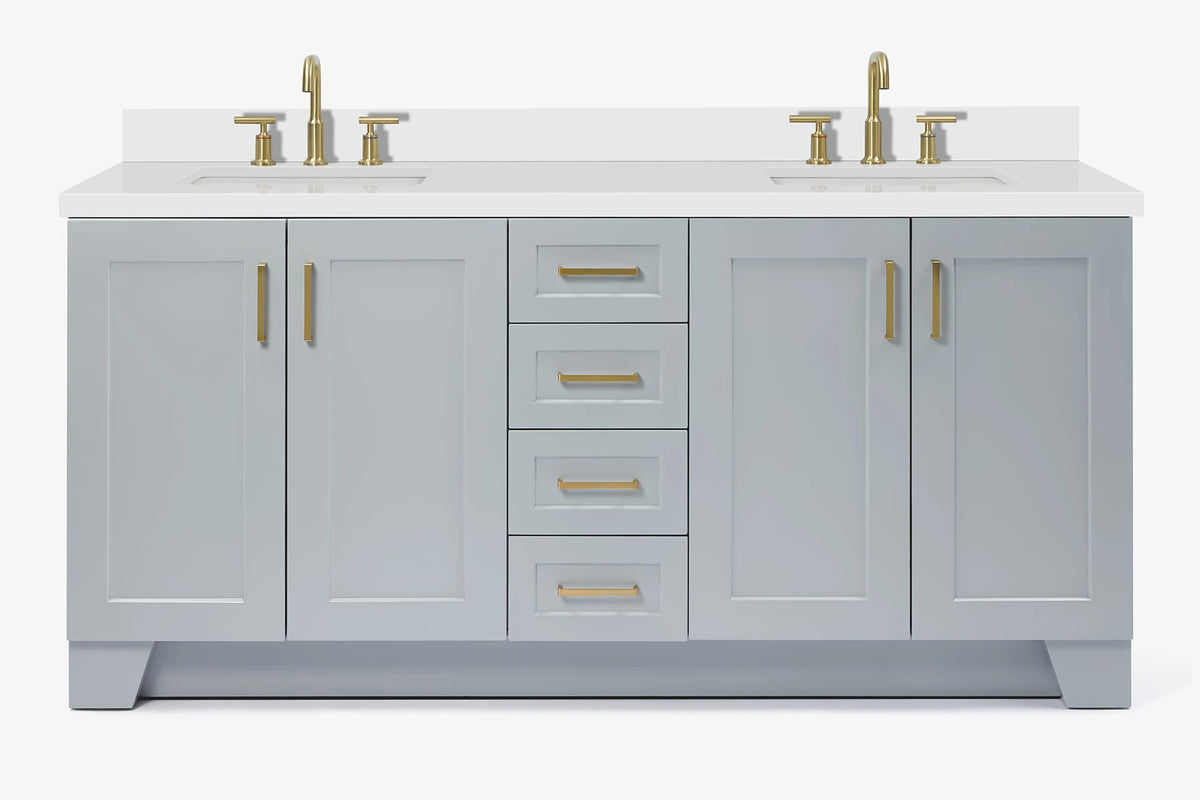 Ariel taylor (72"& 73") double rectangle sink vanity with marble (0.75" & 1.5") countertop.