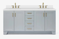 Ariel taylor (72"& 73") double rectangle sink vanity with marble (0.75" & 1.5") countertop.
