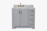 Ariel taylor (36"& 37") left offset single rectangle sink vanity with marble (0.75"& 1.5") countertop.