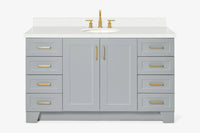 Ariel taylor (60"& 61")single oval sink vanity with marble (0.75"& 1.5") countertop.