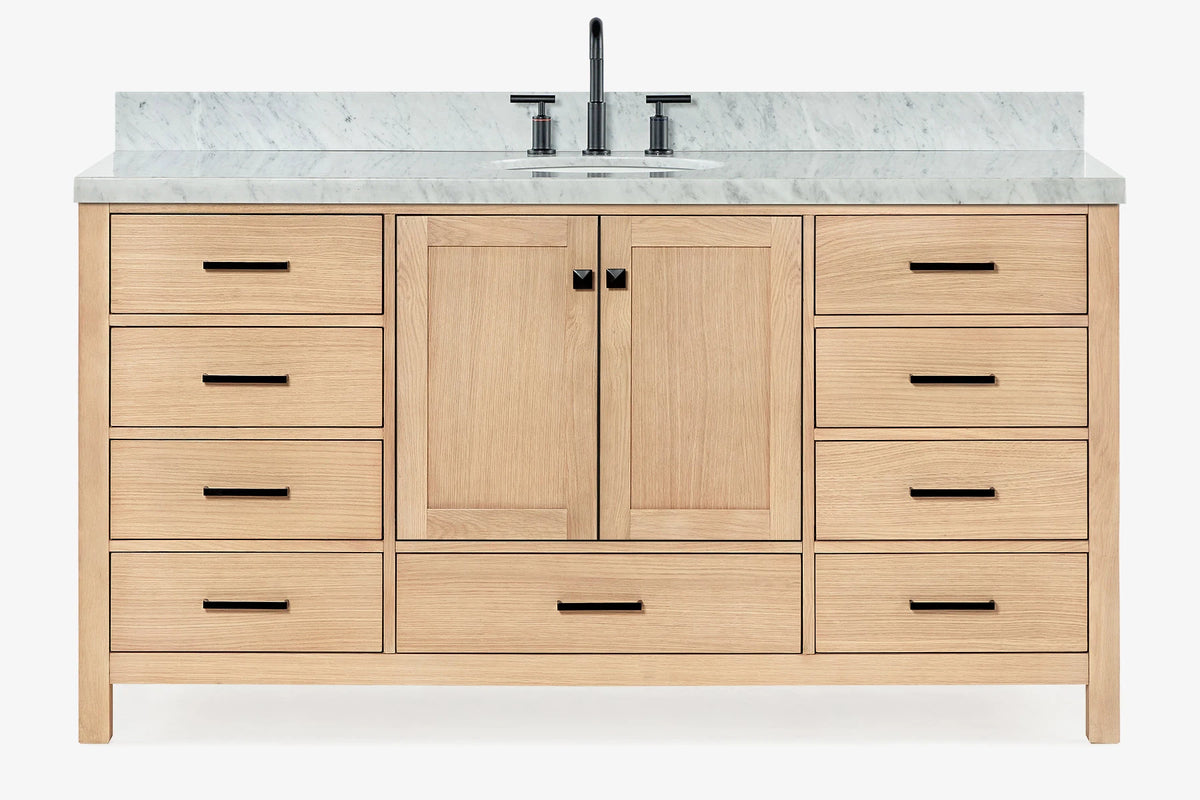 Ariel Cambridge (66" & 67") in single oval sink vanity with marble countertop (0.75" & 1.5").