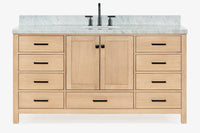 Ariel Cambridge (66" & 67") in single oval sink vanity with marble countertop (0.75" & 1.5").